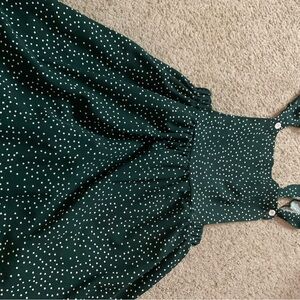 SHEIN Dark Green Dress with White Dots